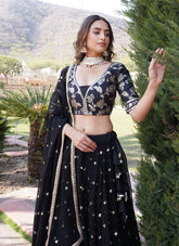 Ornate Looking Designer Lehenga Choli in Black Colour